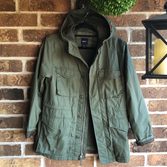 GAP Military Utility Green Jacket with Hood - Picture 1 of 7